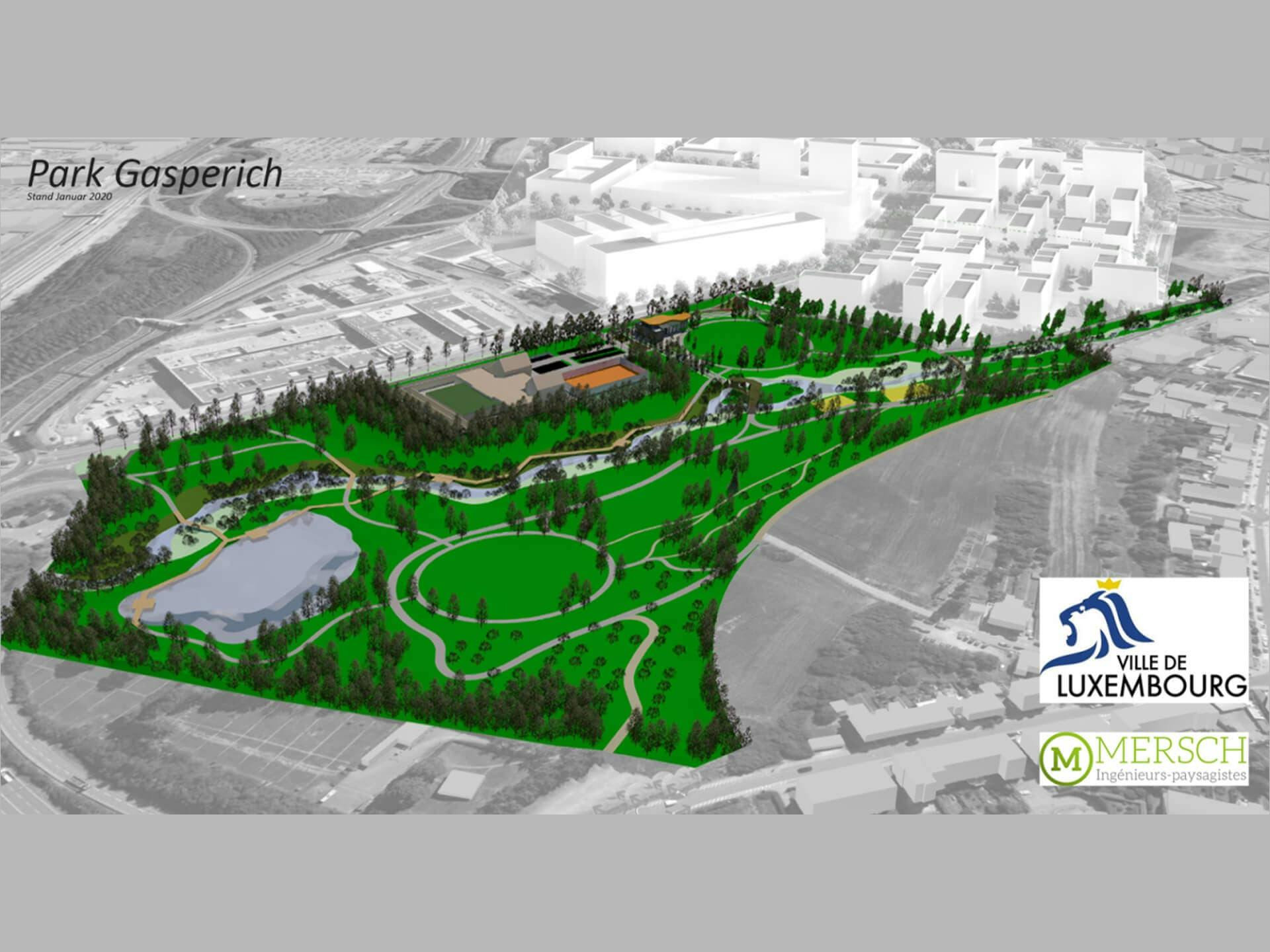 3D projection of the Parc de Gasperich.