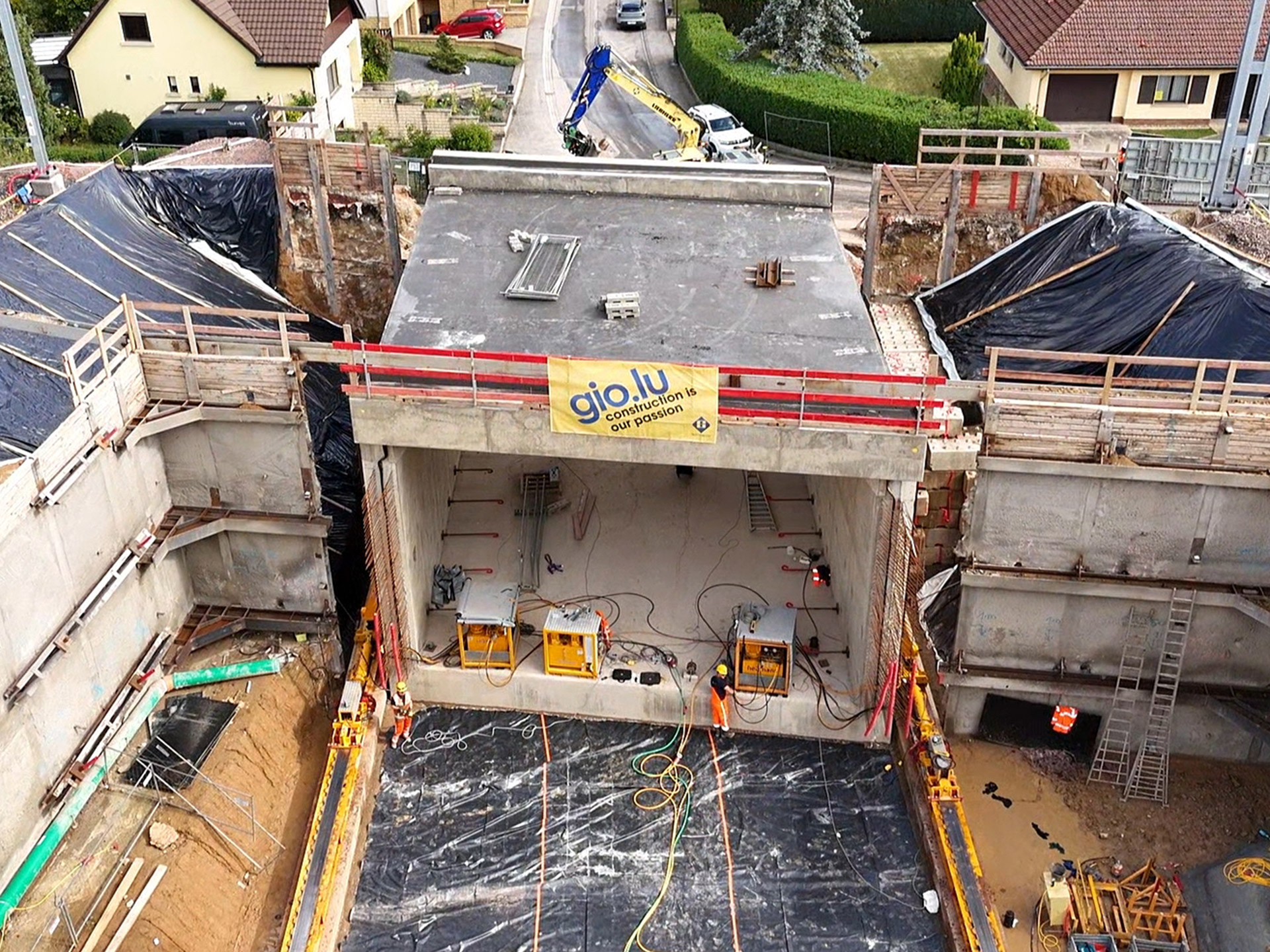 The frame for the vehicle underpass is now in place